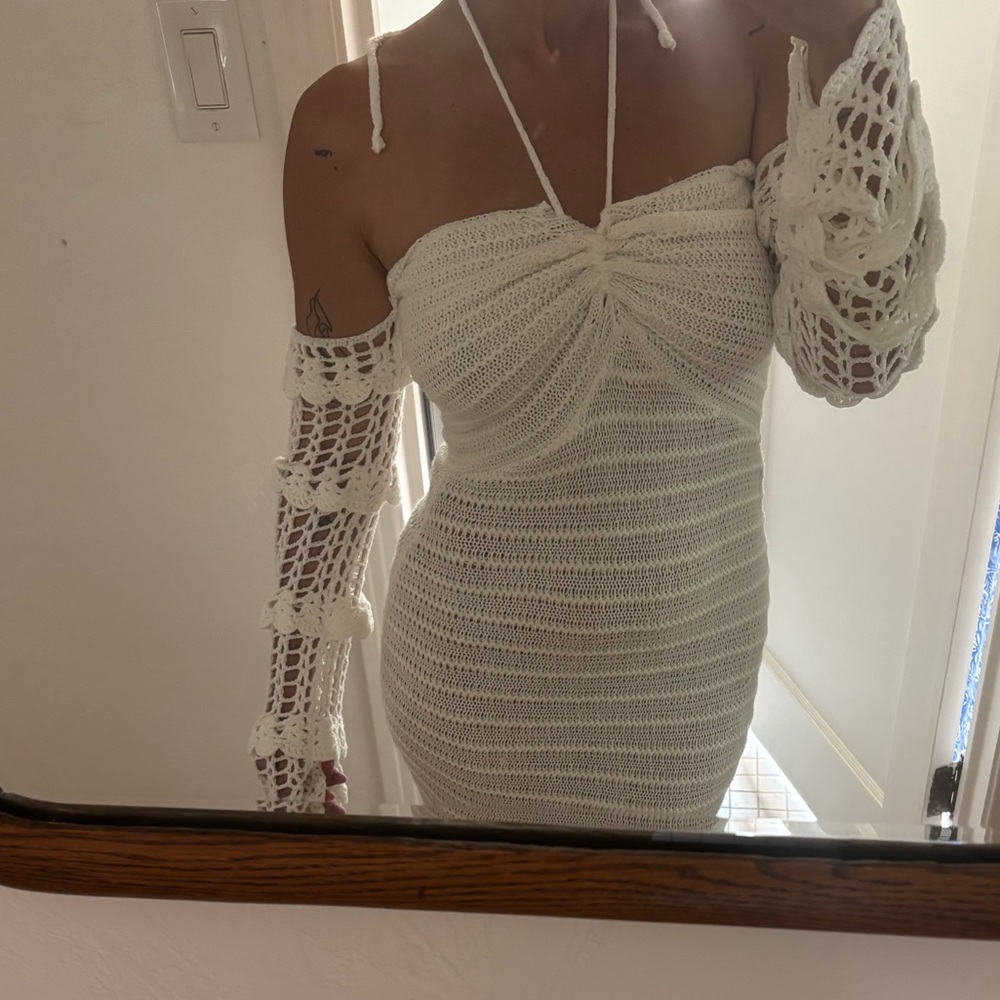 Elegant White Crochet Maxi Dress
